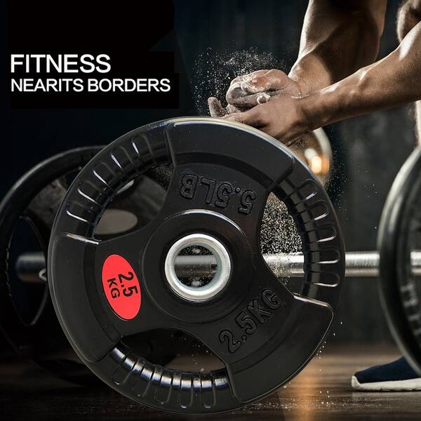 slide 2 of 48, Olympic Weight Plates 5.5LB Plates Standard 2" Exercise Weights Weightlifting and Bodybuilding, Solid Iron Weight Plates Black - 11lbs