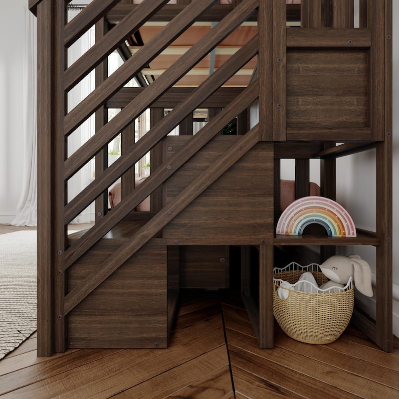 Max and Lily Twin over Twin Staircase Bunk Bed with Storage Drawers
