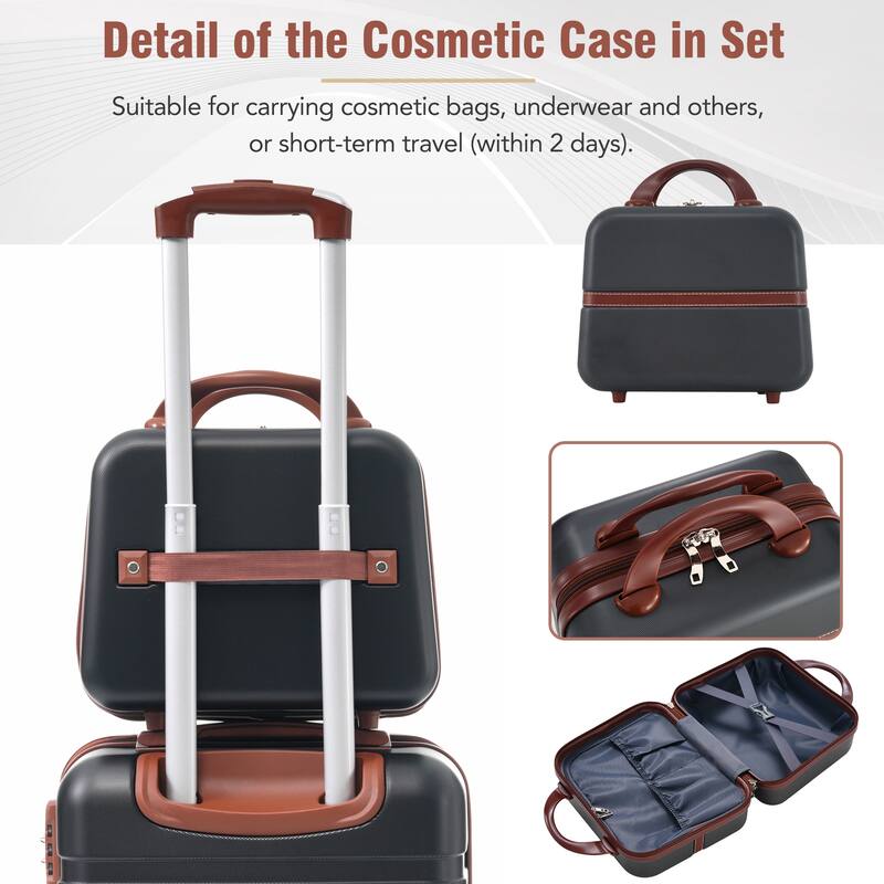 Lightweight 3-Piece Hardshell Luggage Set with TSA Lock, 20" + 28" Luggage & Cosmetic Case