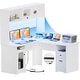 preview thumbnail 38 of 47, L Shaped Desk with File Cabinet and Hutch, Home Office Corner Computer Desk with Drawers and Charge Station