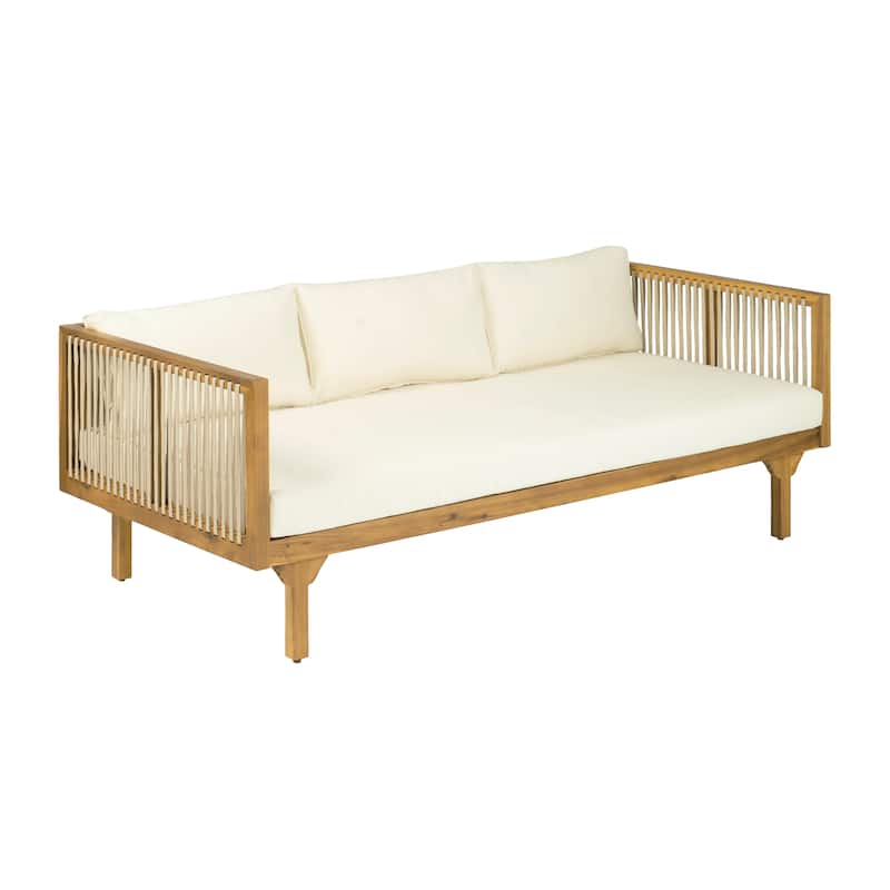 Christopher Knight Home - Outdoor Teak Finish Wood & Rope Woven Sofa Set with Coffee Table