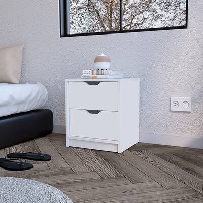 Nightstand for Bedroom,Living Room,Two Drawers, White Finish