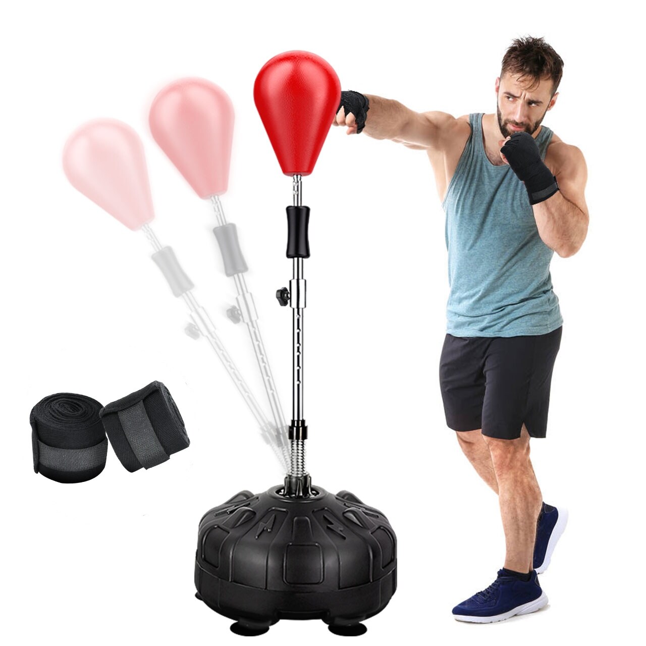 Boxing Bag with Stand and 2 Hand Warps Punching bag for Adults Teens Training Fitness 53.1 to 60.2 Bed Bath Beyond 35925733