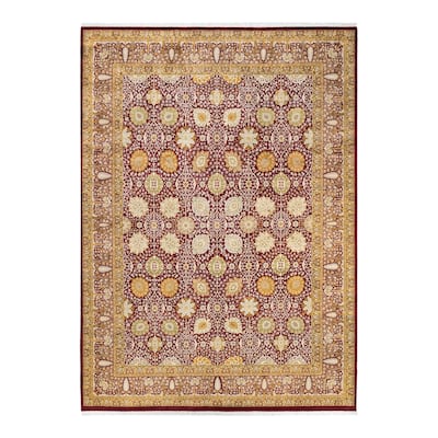 Overton Hand Knotted Wool Vintage Inspired Traditional Mogul Purple Area Rug - 8' 10" x 12' 6"