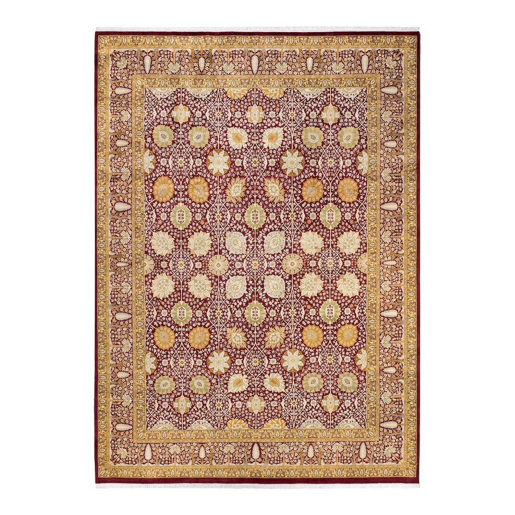 Overton Hand Knotted Wool Vintage Inspired Traditional Mogul Purple Area Rug - 8' 10" x 12' 6"