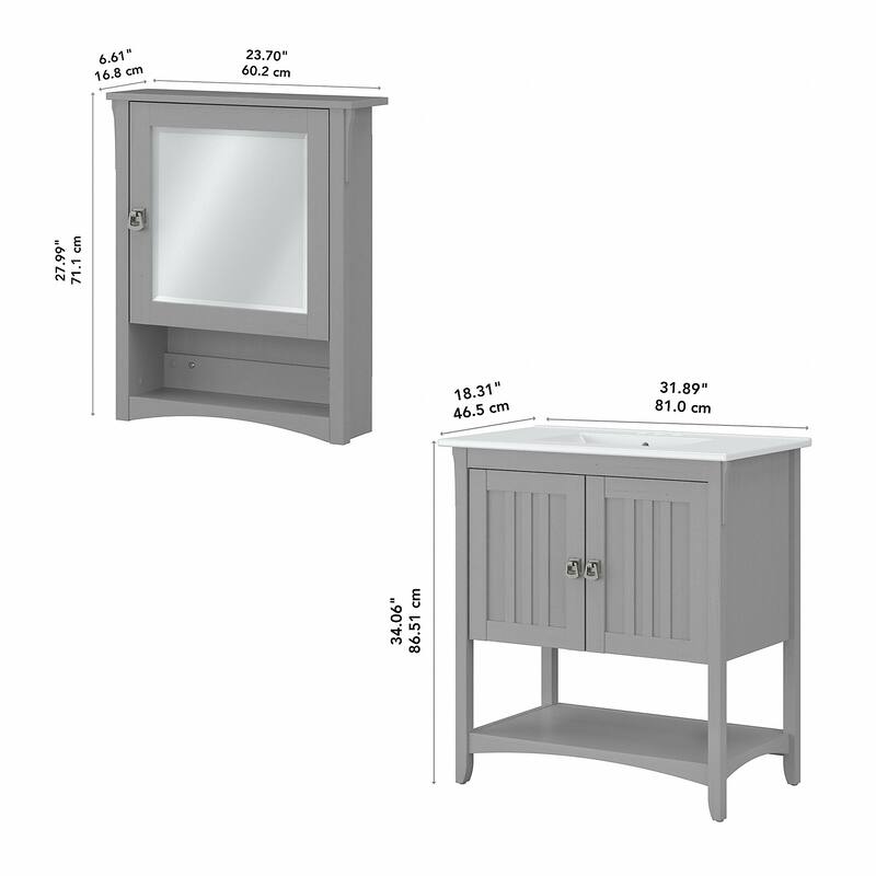 Salinas 32W Bathroom Vanity Sink & Medicine Cabinet by Bush Furniture