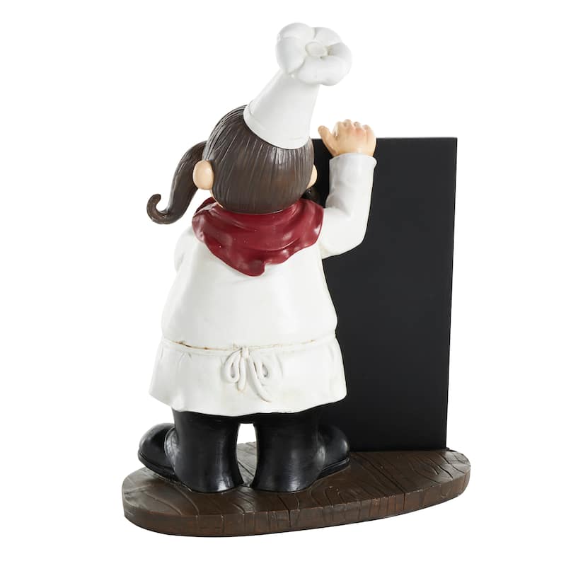 Black Polystone Chef Decorative Sculpture with Chalkboard