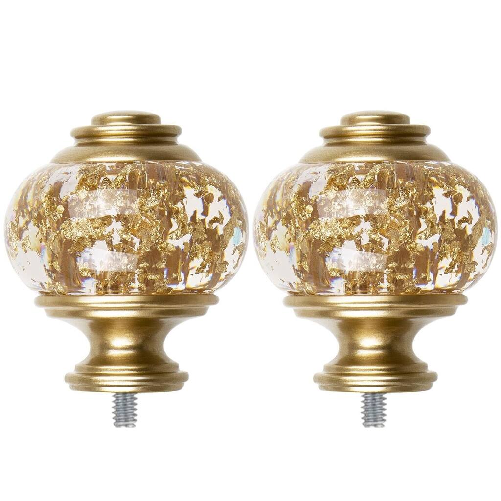 2Pcs Gold Curtain Drapery Rods Replacement Finials
