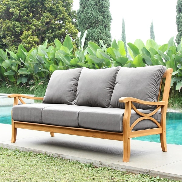 Cambridge Casual Lowell Outdoor Teak 3-Seater Sofa with Cushion
