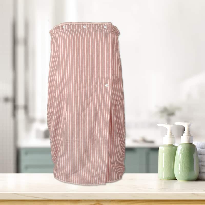 Soft Absorbent Bath Towel Bathroom with Adjustable Button 27.8" Length - Pink