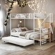 preview thumbnail 1 of 14, Versatile Bed Design Twin over Full Metal Bunk Bed with Trundle and Lateral Storage Ladder and Wardrobe-White White