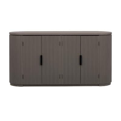 Vertical Striped Door Storage Cabinet with Metal Handles, Adjustable, Suitable for Study, Entryway and Living Room
