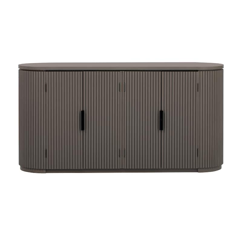 Vertical Striped Door Storage Cabinet with Metal Handles Adjustable,for Living Room