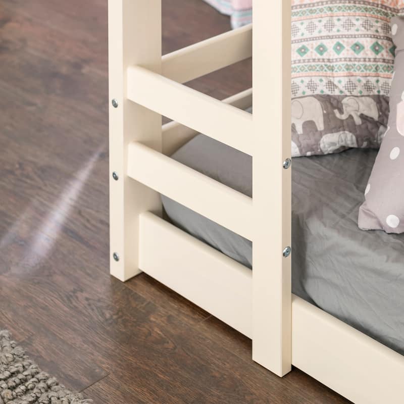 Walker Edison Browning Solid Wood Twin Size Low Bunk Bed