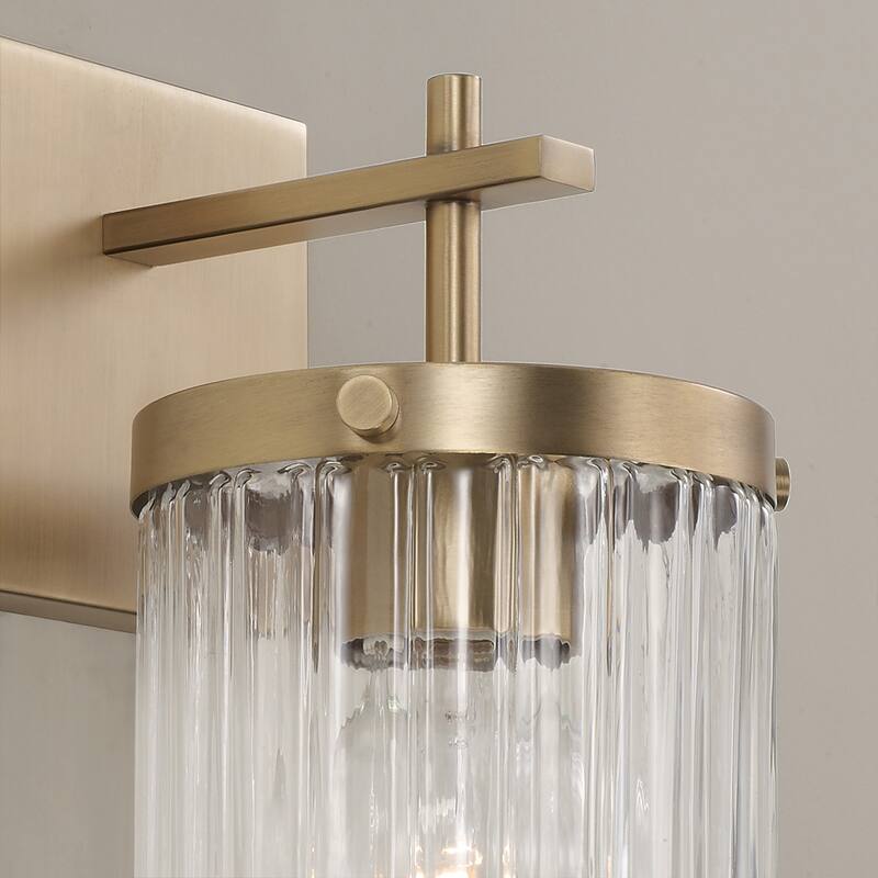 5.5" W x 10.75" H 1-Light Sconce with Clear Beveled Fluted Glass - 5.5"W x 10.25"H x 8"E