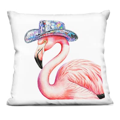 Stupell Disco Hat on Flamingo Decorative Printed Throw Pillow Design by Amanda Greenwood