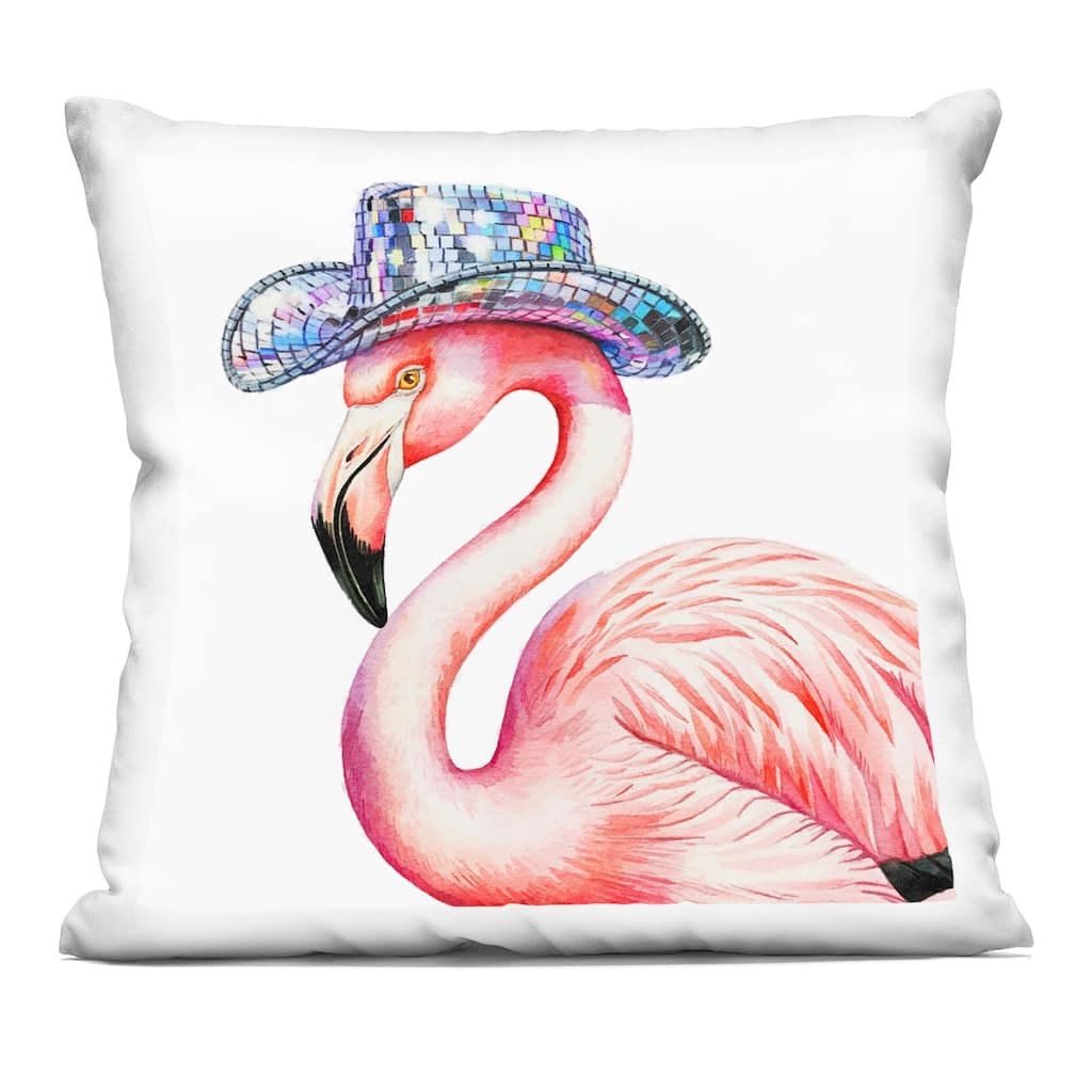 Stupell Disco Hat on Flamingo Decorative Printed Throw Pillow Design by Amanda Greenwood