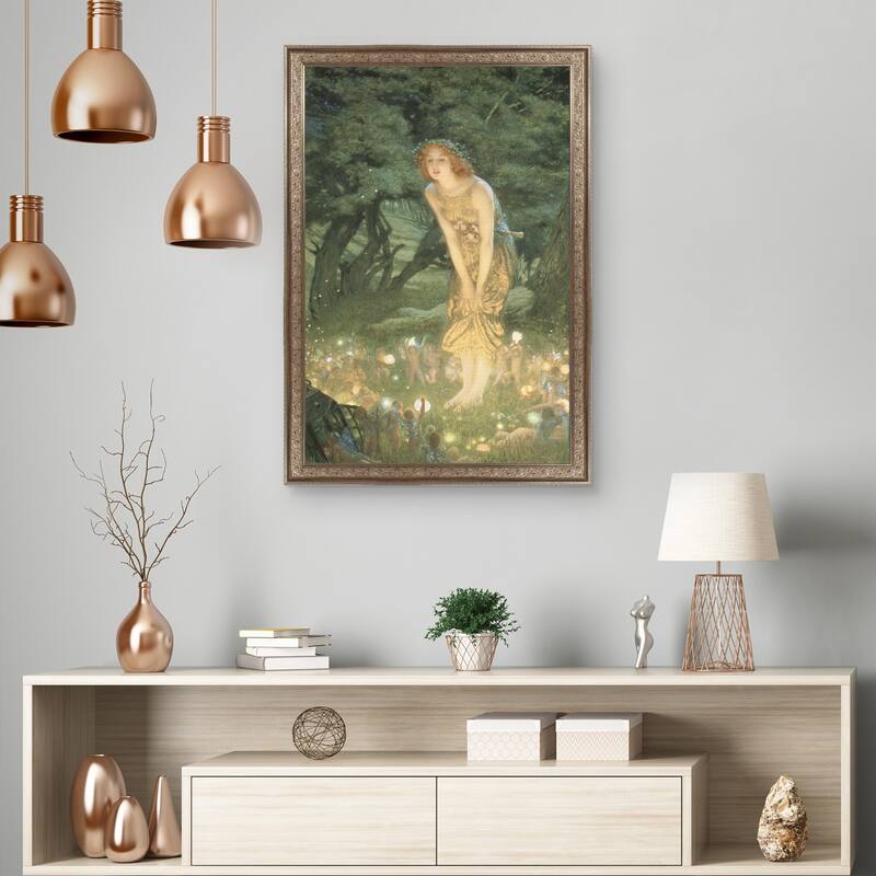Masterpiece Art Gallery| Misummer Eve by Edward Robert Hughes - Framed Canvas Art Print