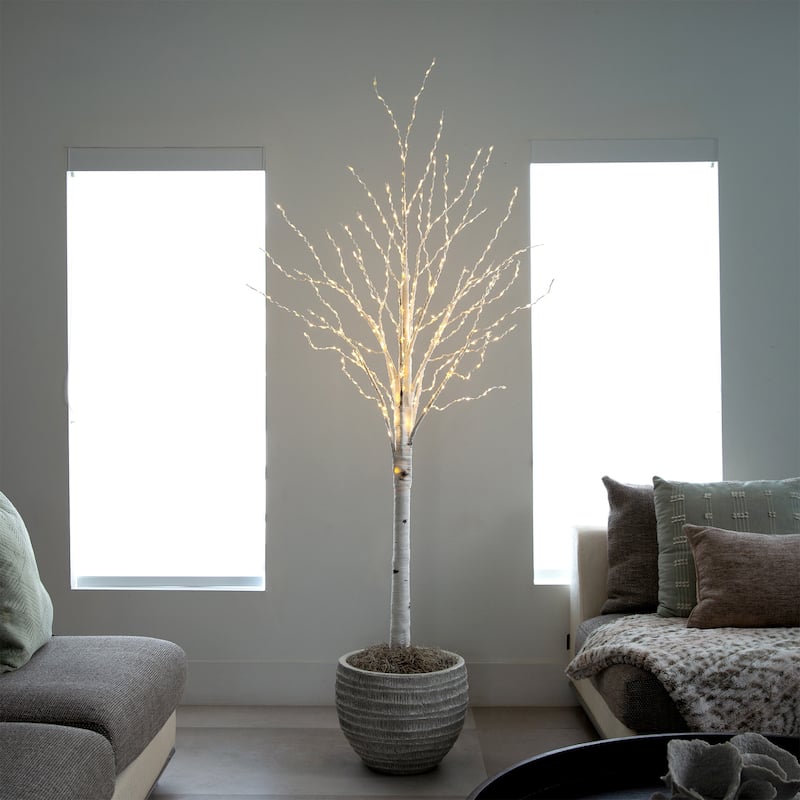 Pre-Lit Birch Artificial Christmas Tree - 6' - Color Changing LED Lights