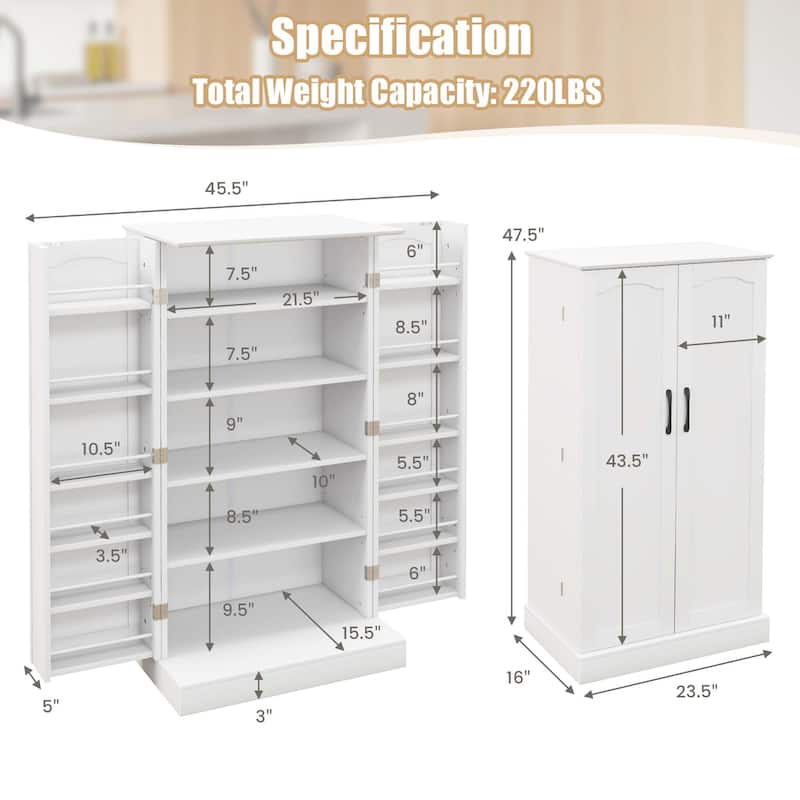 Costway 47.5" kitchen Pantry Cabinet with Doors Adjustable Shelves - See Details