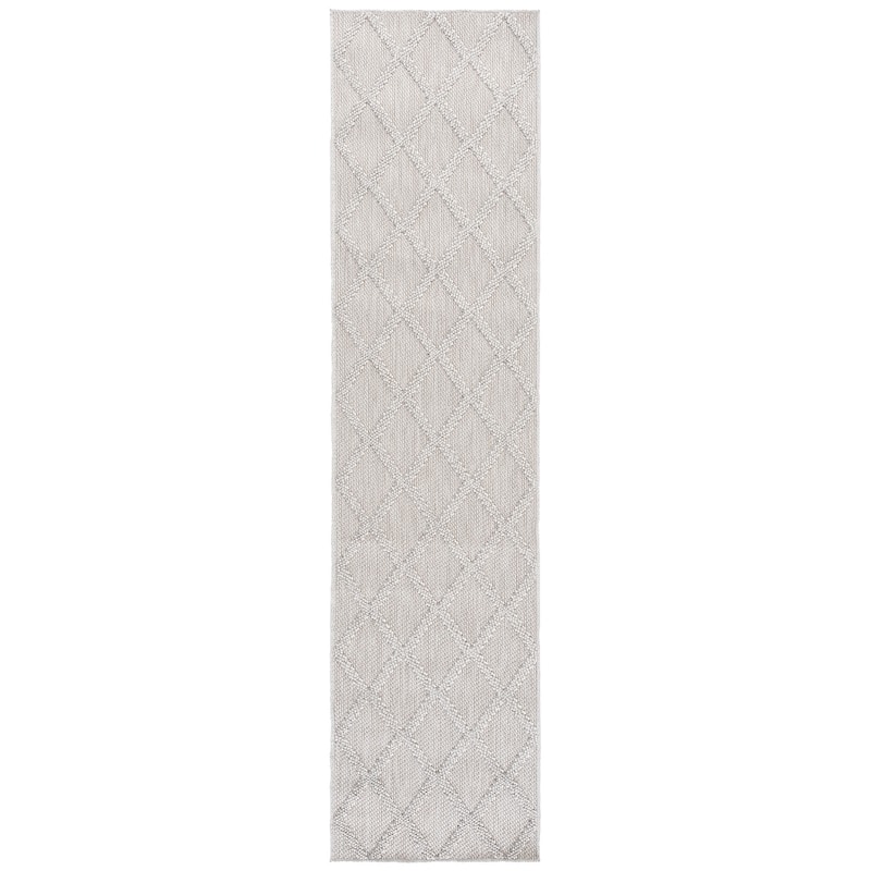 SAFAVIEH Highland Inesa Trellis Rug - 2'2" x 9' Runner - Light Grey/Ivory