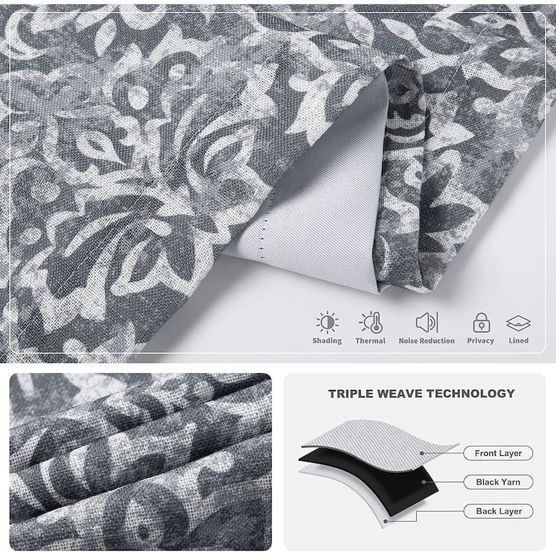 DriftAway Frances Linen Blend Damask Printed Blackout Curtain