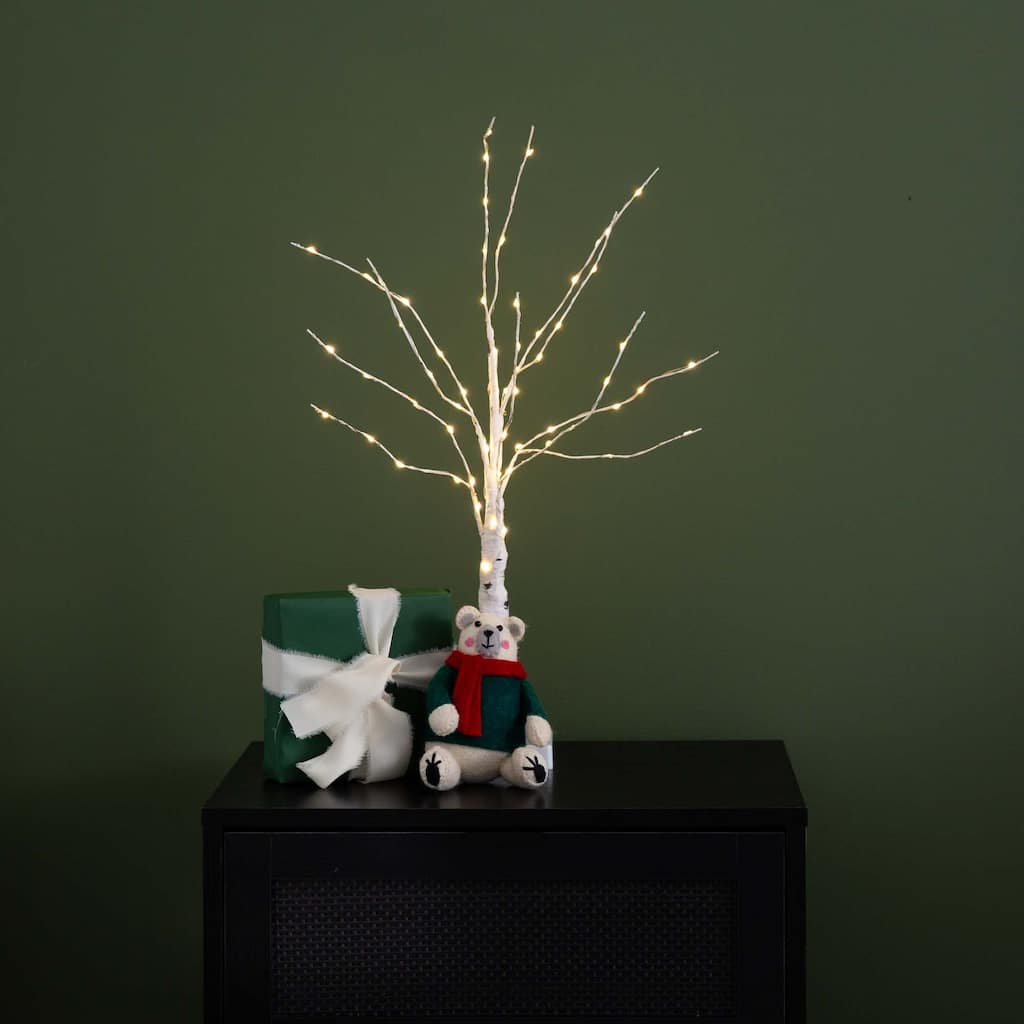 Pre-Lit Artificial White Birch Christmas Tree - 2' - Warm White LED Lights