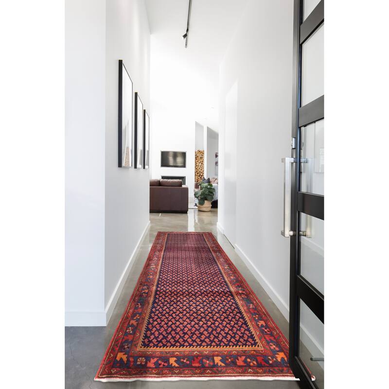 ECARPETGALLERY Hand-knotted Andelz Dark Navy, Red Wool Rug - 3'5 x 10'5