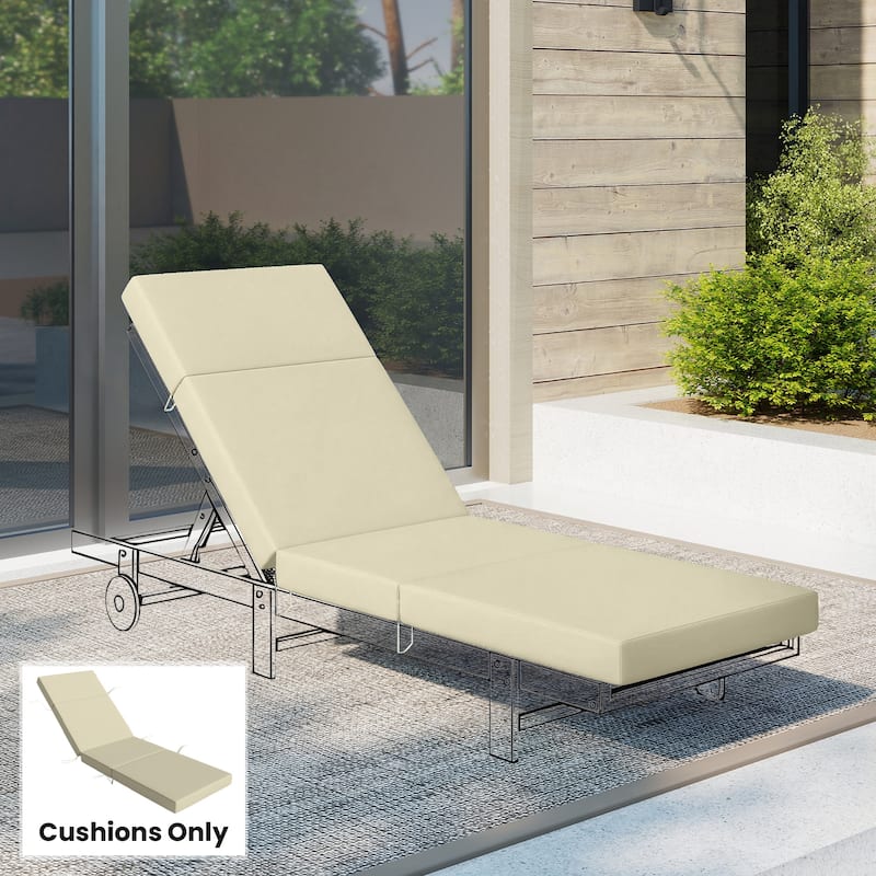 Outsunny Chaise Lounge Cushion, 4" Thick Outdoor Lounge Chair Cushions with Non-Slip Ties - White