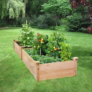 2 ft x 8 ft Cedar Wood Raised Garden Bed - 96 x 24 x 10.5H inches - Bed ...