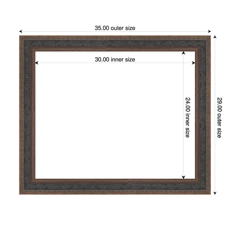 Attic Aged Framed Dry Erase Magnetic Board - 35 x 29 in - Attic Aged Bronze