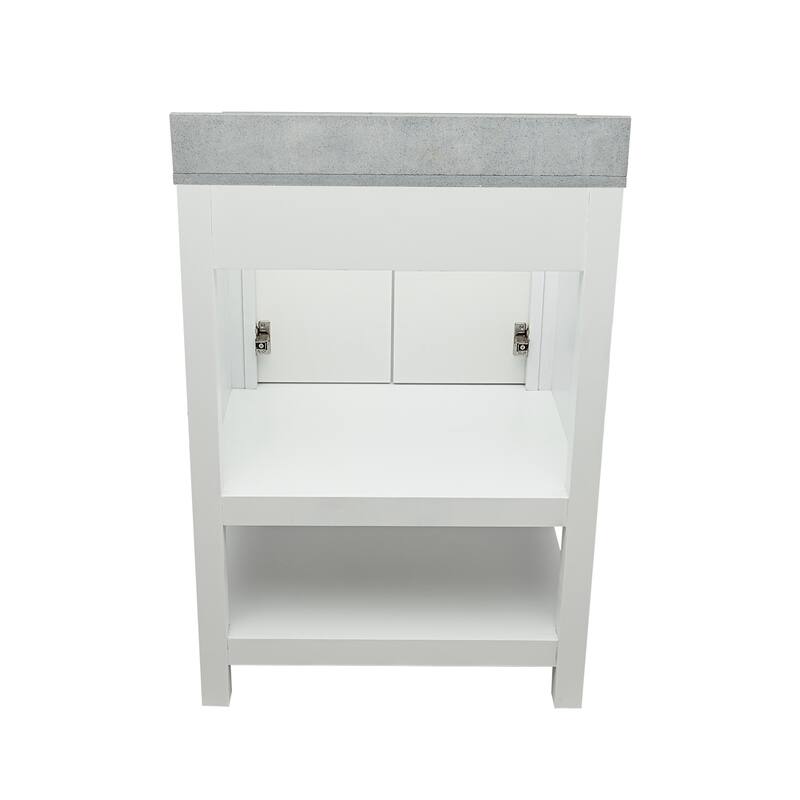 Taos 25" Bathroom Vanity with Cultured Marble Vanity Top Sink in White with White Basin