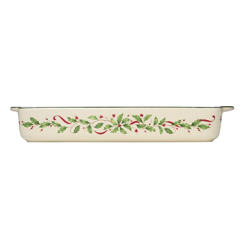 Lenox Holiday Rectangular Baking Dish, Large - 9.5"L x 15.5"W x 2.5"H; 3 Quarts