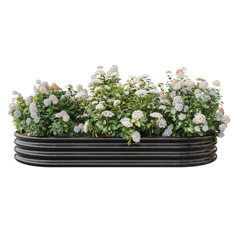GDFStudio - Large Oval Metal Raised Garden Bed for Vegetables, Flowers, and Plants, Outdoor Backyard Planter Box