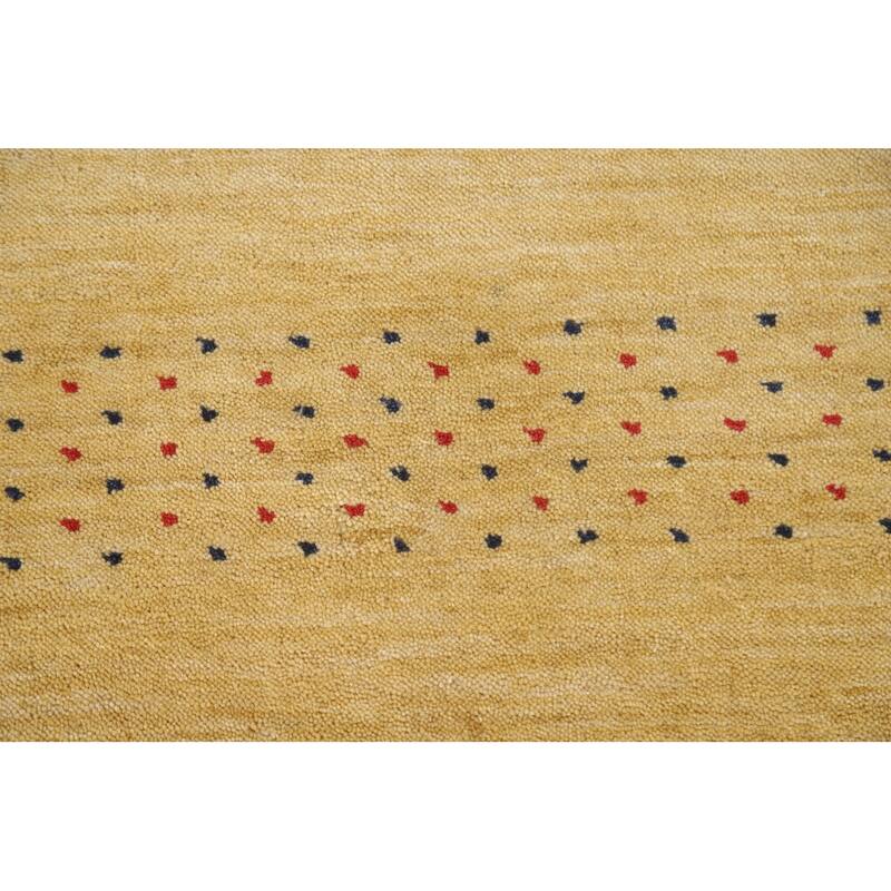 Tribal Gabbeh Oriental Runner Rug Handmade Green / Yellow Wool Carpet - 2'9"x 7'11"