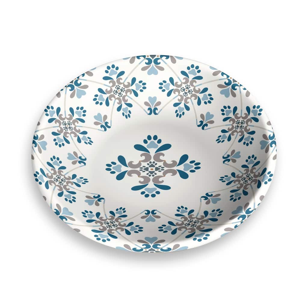 Abode Homewares Pawsitano Tile Planta Pet Saucer - Small - 0.75 Cups - Blue - Set of 2