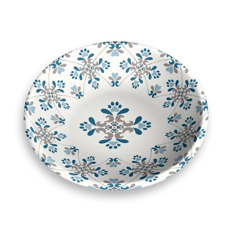 Abode Homewares Pawsitano Tile Planta Pet Saucer - Small - 0.75 Cups - Blue - Set of 2 - Blue