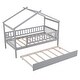 preview thumbnail 5 of 30, Twin Size House Bed for Kids, Wooden House Bed Twin with Trundle