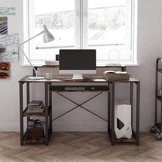 46.5 inches Home Office Computer Table Desk with Monitor Riser Shelf ...