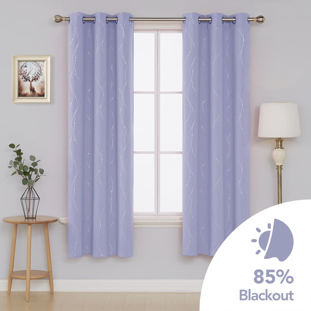 Deconovo Wave Line with Dots 42 Width Curtains Pair(2 Panel)