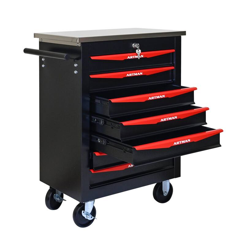 4/5/6/7 Metal Drawers Tool Cart with Wheels for Garage Workshop