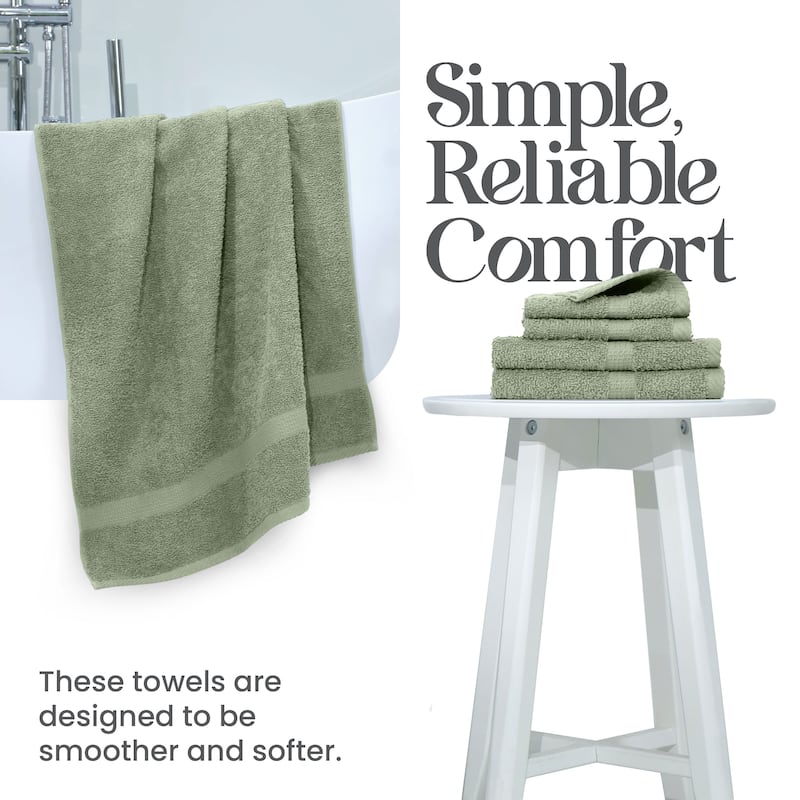Utica 6-Piece Towel Set 100% Cotton Highly Absorbent & Soft