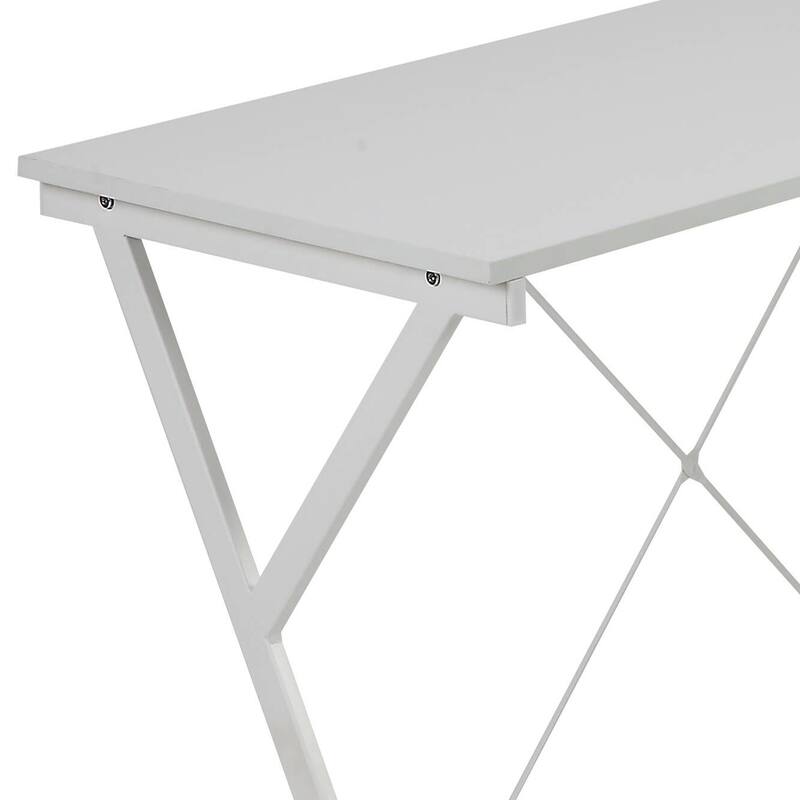Efficient Corner L-Shaped Desk with Spacious Work Area, Sturdy X-Frame Design, and CPU Holder for Office Use
