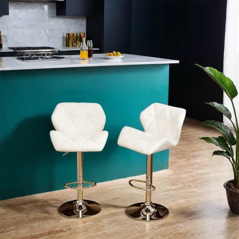 Contemporary Tufted Adjustable Height Hidraulic Bar Stools,Set of 2