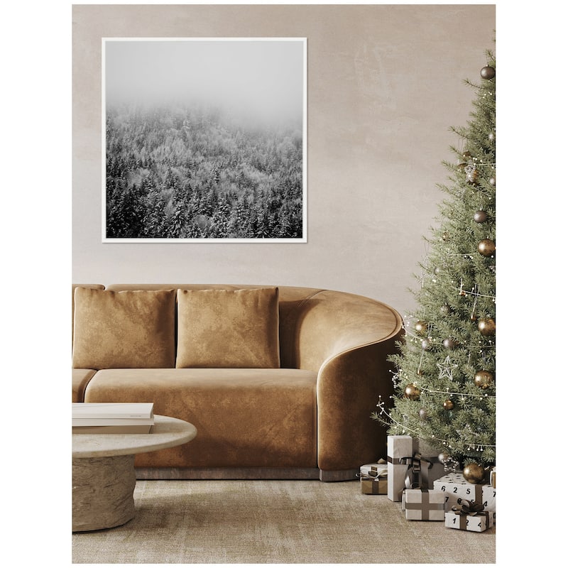 Kate and Laurel Sylvie Framed Canvas Lake Konigsee Snow Covered Trees by Laura Evans