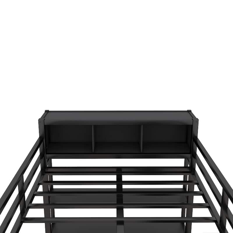 Full Metal Loft Bed with Wardrobe & Desk