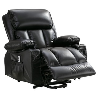 Power Lift Recliner Chair Recliners w/Heat & Massage,Pocket&USB,Black ...