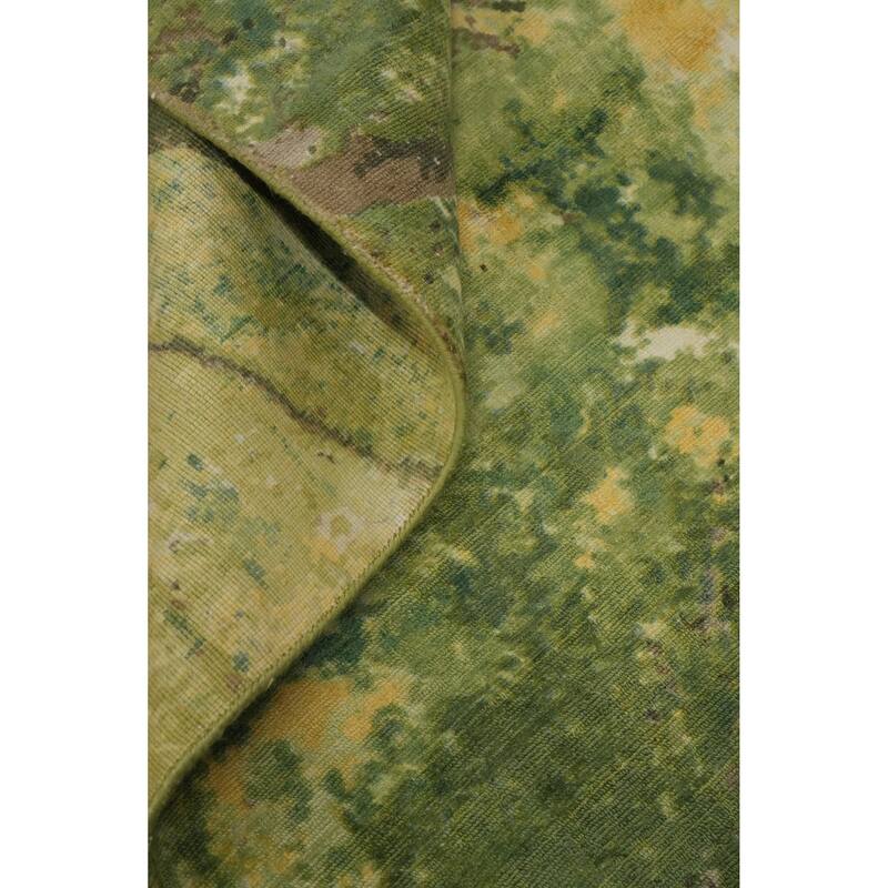 Hand-knotted Modern Silk Green Abstract Oriental Area Rug - 8' 0'' X 5' 0''