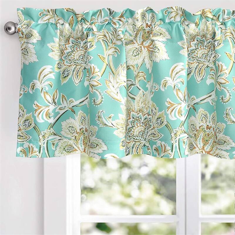 DriftAway Alyssa Jacobean Floral Leaves Pattern Blackout Lined Valance