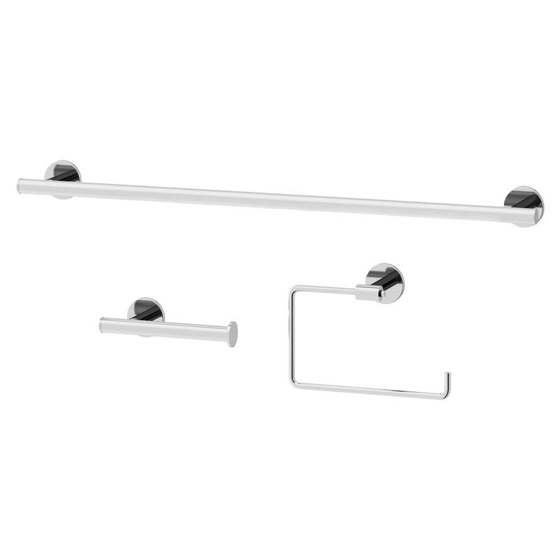 VIGO Elan 3-Piece Bathroom Hardware Accessory Set with 24 in. Towel Bar, Toilet Paper Holder, Hand Towel Holder - Chrome